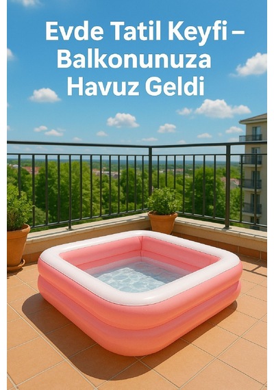 Yaz Serinliği Kare Çocuk Havuzu 86x25 Pembe