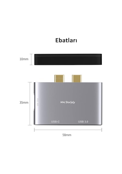 Usb-c Hdmı Adaptör, Macbook Air Ve Pro Uyumlu Dual Usb-c Hub, 4k Hdmı Görüntü Aktarımı, Usb 3.0 5gbps Veri, 100w Pd Şarj Geçişli, Alüminyum Çoklayıcı Gri