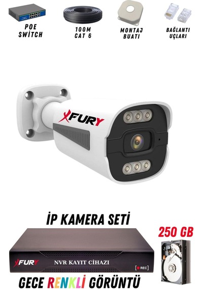 Fury 1 Kameralı Ip Güvenlik Kamerası Seti 4mp Gece Renkli Su Geçirmez 1506 250gb