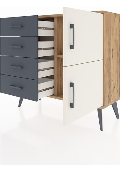 Arges Şifonyer Tek Raflı 4 Çekmeceli 2 Kapaklı 88x30x80 Çam-aytaşı/antrasit Aytaşı/antrasit Arges Şifonyer Tek Raflı 4 Çekmeceli 2 Kapaklı 88x30x80 Çam-aytaşı/antrasit Aytaşı/antrasit