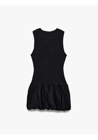 Koton U Yaka Slim Fit Kolsuz Mini Balon Elbise Siyah 5sal80153ıw Siyah