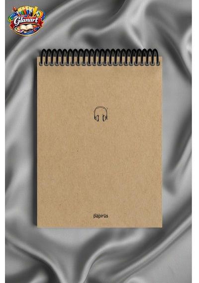 Üstten Spiralli 100 Yaprak Çizgili Orta Boy Sert Kapak Bloknot Defter Kraft Kağıt 16x23 Cm