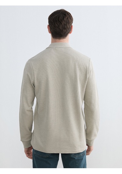 Lcwaıkıkı Classic Bej Polo Yaka Erkek Sweatshirt