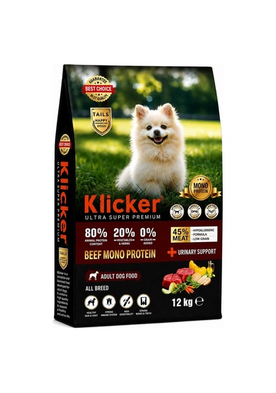 Klicker Ultra Super Premium Biftekli Mono Protein Yetişkin Köpek Maması 12 Kg