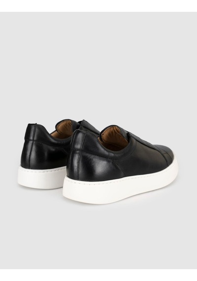 Siyah Hakiki Deri Kadın Sneaker Ayakkabı