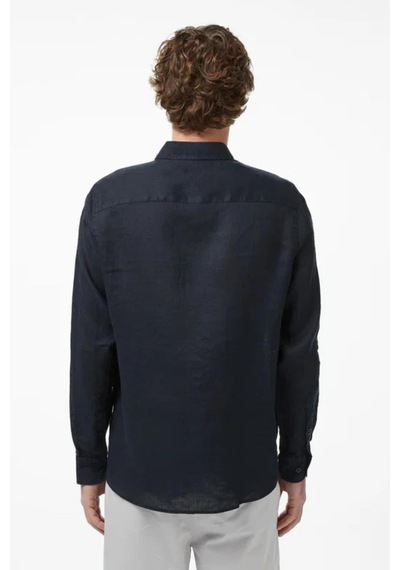 Nautica Erkek Siyah Regular Fit Keten Gömlek-15329