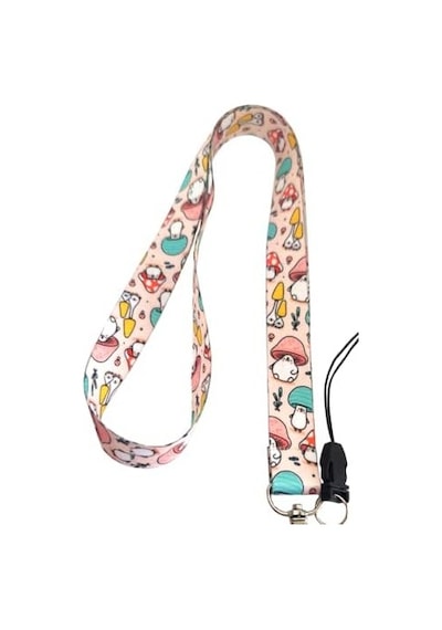 Mantar Desenli Boyun İpi Telefon Askısı Lanyard