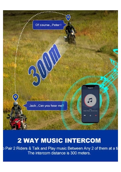Vothoon Y10 2x Motosiklet Kask Intercom Siyah