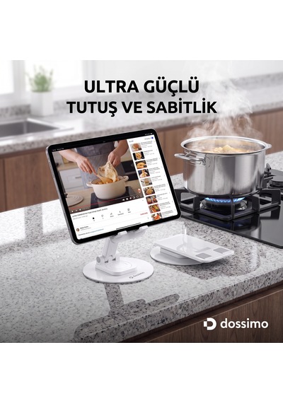 Dossimo Katlanabilir 360 Dönebilen Ayarlanabilir Telefon Tutucu Masa Üstü Stand Dst-05 Beyaz