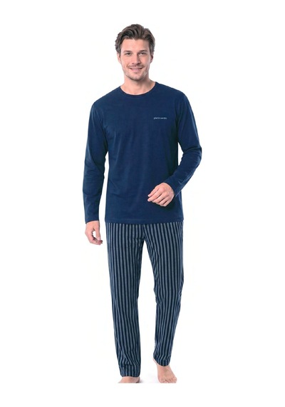 Pierre Cardin 6147 Erkek Uzun Kollu Bisiklet Yaka Pijama Takımı -lacivert