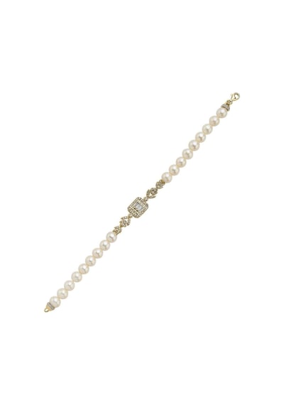 7,5 Mm Kadın Baget Kesim Doğal İnci Bileklik 18 Cm / Sarı Gümüş