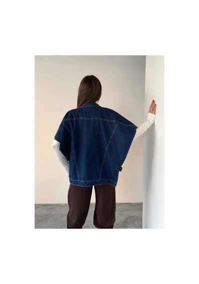 Blue Marlın Oversize Lacivert Yelek/panço Lacivert