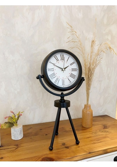 Siyah Metal Mini Tripod Modern Masa Saati 45 26 Cm Renkli