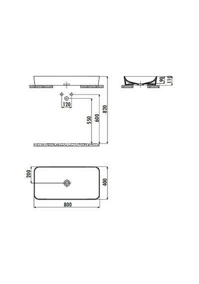 Creavit Ul080 Ultra Tezgah Üstü Lavabo Beyaz 80 CM