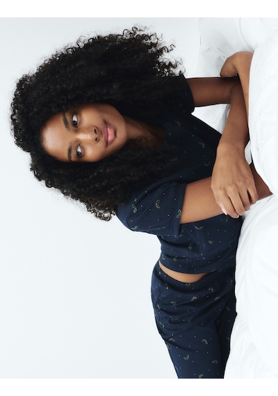 Marks & Spencer Pamuk Karışımlı Pijama Takımı T37004619F Lacivert