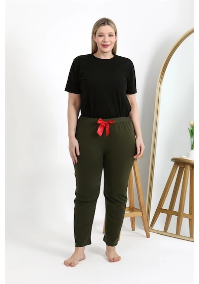 Mtm My The Mall Kadın Pamuklu Büyük Beden Alt Pijama Haki Haki