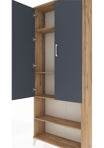 Arges Dolap 4 Raflı 2 Kapaklı 88x30x221 Çam-antrasit Çam