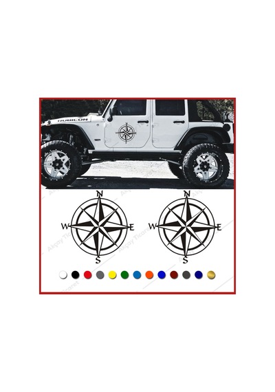 (1 Adet) Off Road Pusula Sticker 4X4 Arazi Aracı Oto Sticker