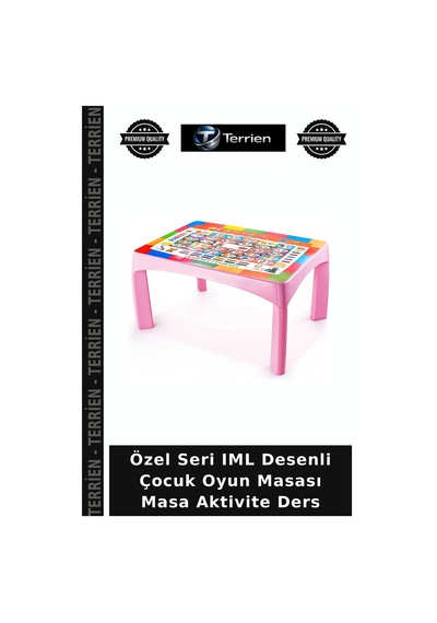 Terrien Özel Seri Iml Desenli Çocuk Oyun Masası Masa Aktivite Ders Çok Renkli
