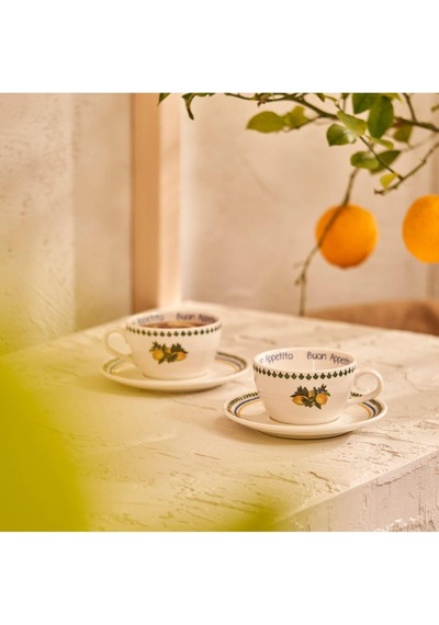 Lemoncello Porselen 2'li Çay Fincanı Seti 270 Cc Çok Renkli