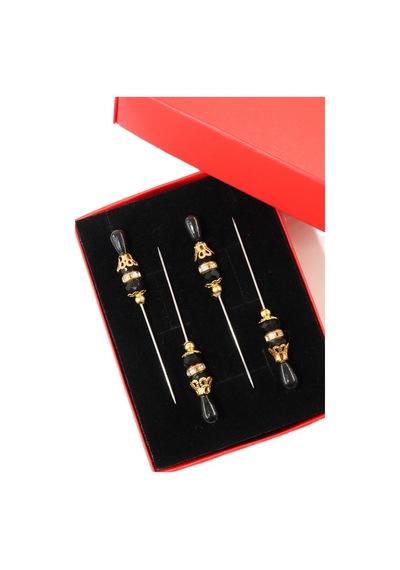 Numetal 4 Lü Boncuklu Taşlı Eşarp İğnesi. Şal İğnesi. Türban İğnesi. Başörtü İğnesi. Eşarp Ve Şal İğnesi. Çok Renkli