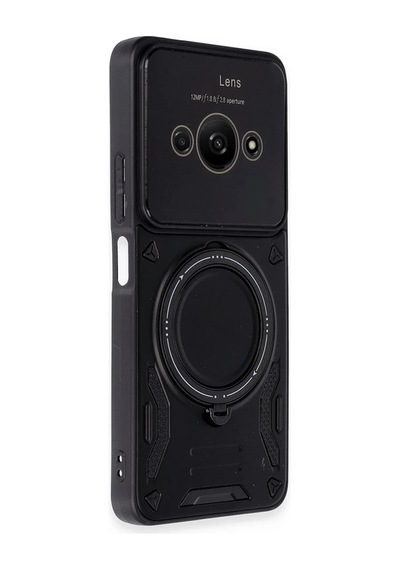 Newface - 819 - Xiaomi Poco C61 Kılıf Joy Lens Standlı Kapak - Edntrend - - Siyah Sıyah