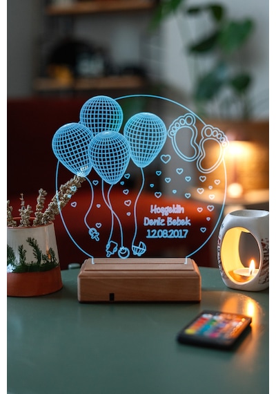 Yeni Doğan, Hoş Geldin Bebek 16 Renk Kumandalı 3d Gece Lambası