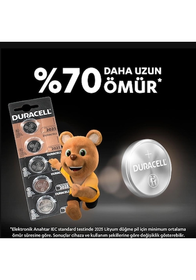Duracell CR2025 Özel Lityum Düğme Pil 3V 5'li Paket
