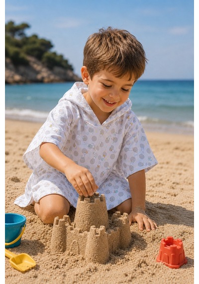 Müslin Çocuk Ve Bebek Panço Unisex Model - Bebek & Çocuk Plaj Ve Banyo Panço Beyaz - 886580333 0-3 Yaş