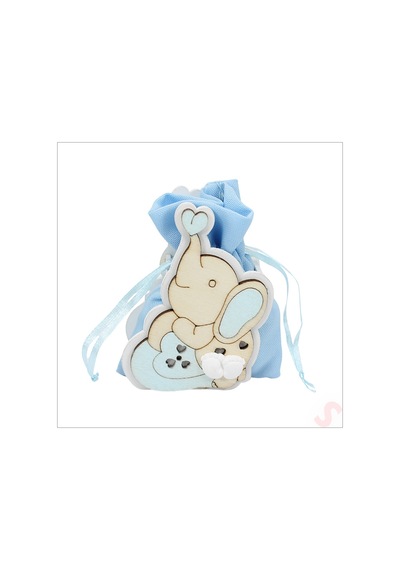 Ahşap Standlı 10cm X 8cm Kese, Fil Mavi - 1 Adet Renkli Çok Renkli