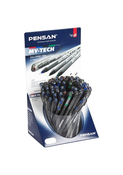 Pensan Tükenmez Kalem My-tech 0.7 Mm İğne Uç 8 Renk 60 Lı Stand Çok Renkli