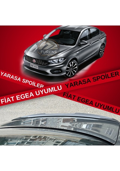 Fiat Egea Bagaj Üstü Slim Yarasa Spoiler Parlak Siyah