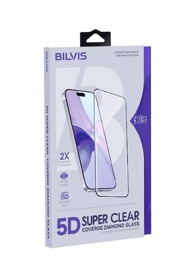 Mey İthalat Apple iPhone Uyumlu  15 Pro Max Bilvis 5d Super Clear Diamond Cam Ekran Koruyucu