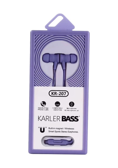 Karler Bass Kr-207 Mıknatıslı Kablolu Kulaklık - Mor