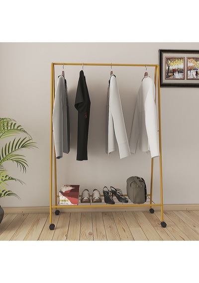 Metallica Concept Tekerlekli Oval Askılık Ayaklı Askılık Konfeksiyon Butik Askılık Gold Altın