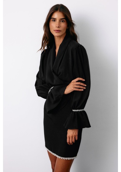 Sateen Aksesuar Detaylı Bluz - Siyah-135126 Siyah