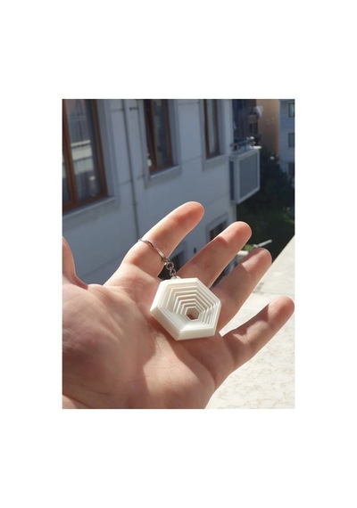 10'lu 3d Baskı Katmanlı Altıgen Anahtarlık Karışık Renkler