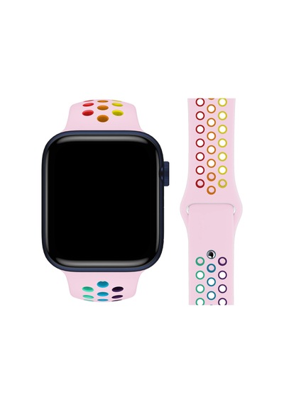 Novstrap  Apple Uyumlu  Watch  2 3 4 5 6 Se Ultra Seri 42 44 45 49  MM  İle Kordon Renkli Delikli Silikon