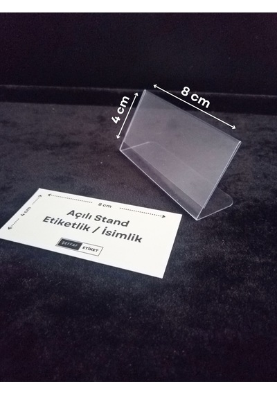10 Ad Şeffaf Pvc Etiketlik İsimlik 8x4 Cm Kartvizitlik Ayaklı
