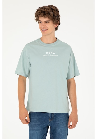 U.S. Polo Assn. Erkek Comfort Fit Bisiklet Yaka Su Yeşili Tişört 50294322-VR048