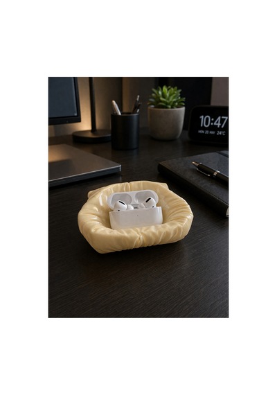 Dekoratif Airpods Kulaklık Standı Bej