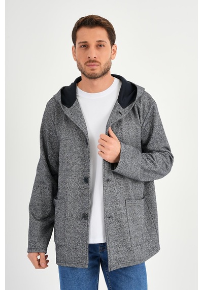 Alexandergardı Kapüşonlu İçi Şardonlu Oversize Hırka E23-607 03 Lacivert Melanj