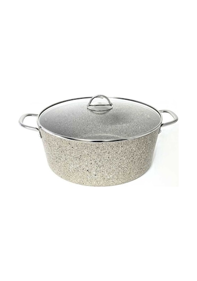 3109 - 2 Parça - Biogranit, 36x14,5 Cm - 13 Litre, Büyük, Derin Tencere Kum Beji Gövde, Platin Detay Kum Beji