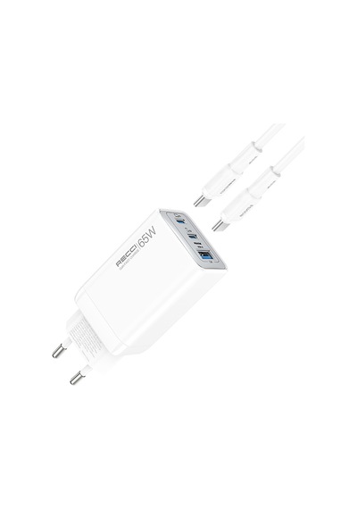 Recci Rc123e 65w Type-c Pd Gan Teknolojili Mini Hızlı Şarj Seti 1m Beyaz