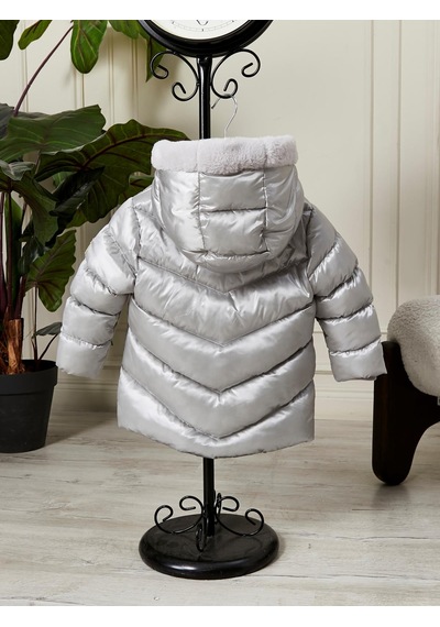 Benitto Kids Kız Bebek Çocuk Kapüşonlu Mont 51360 Gri
