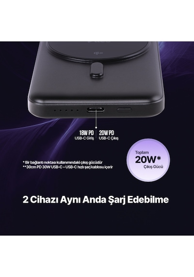 Ttec 2BB226S Recharger Pro M 5.000 mAh Qi2/Magsafe Özellikli 15W Apple Uyumlu iPhone/Android Stantlı Kablosuz Powerbank