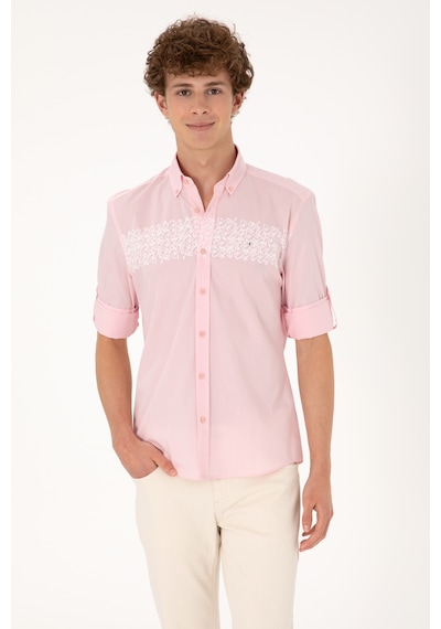 U.s. Polo Assn. Erkek Açık Pembe Gömlek Desenli 50306362-vr078 Acık Pembe