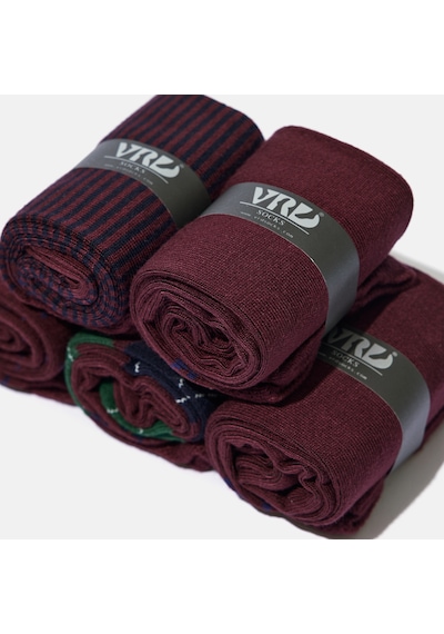 Erkek Bambu Çorap Bordo Desenli Dikişsiz Premium 5 Çift Soket Çorap 40-44 Erkek Bambu Çorap Bordo Desenli Dikişsiz Premium 5 Çift Soket Çorap 40-44