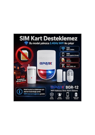 Bgr-12 Wifi Kablosuz Alarm Sistemi 96 Bölge Desteği
