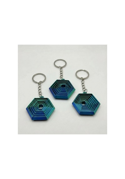 İçiçe Geçen Hareketli Altıgen Stres Anahtarlığı - Renk Geçişli Özel Tasarım Fidget Çok Renkli